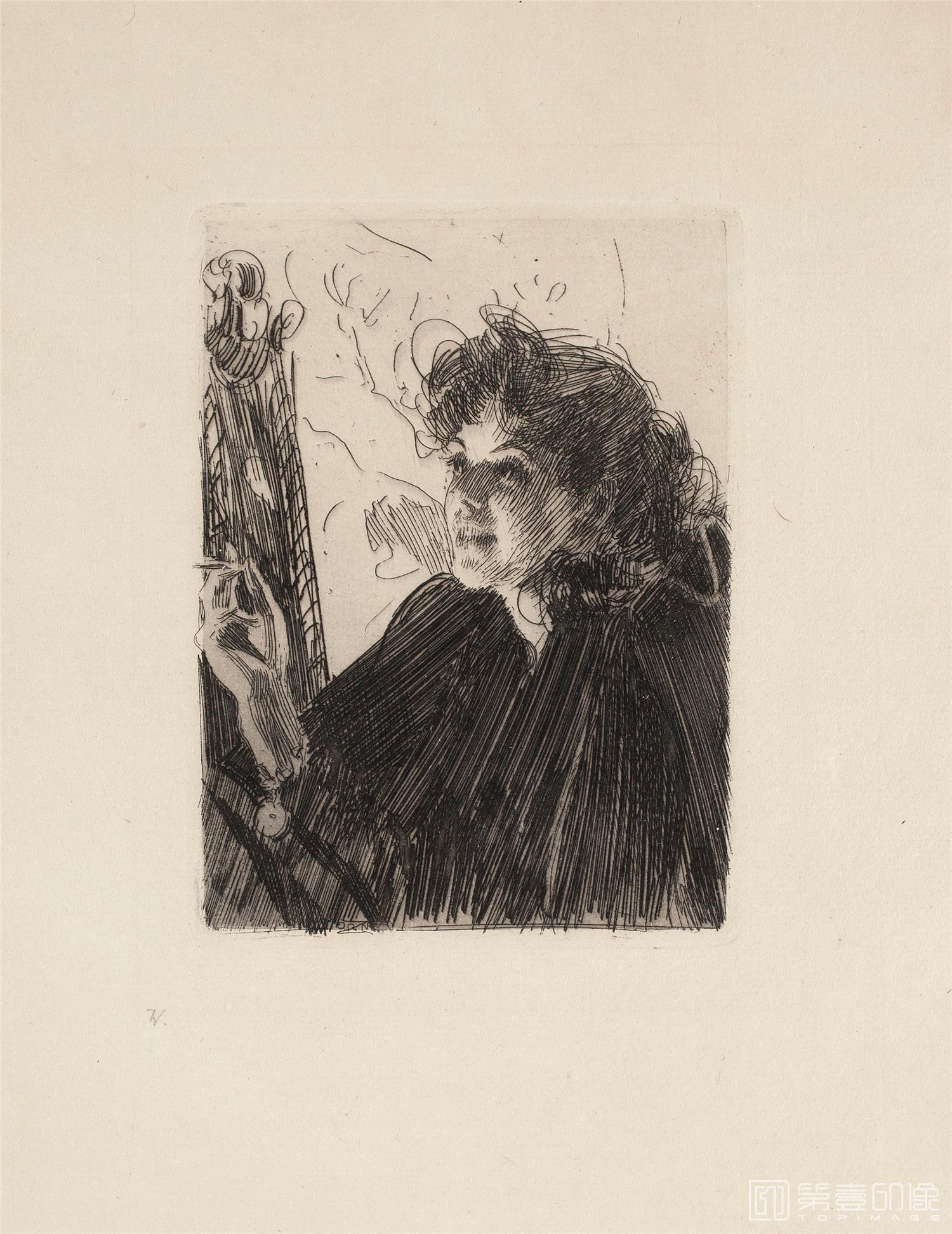 素描-安德斯·佐恩 Anders Zorn作品-194